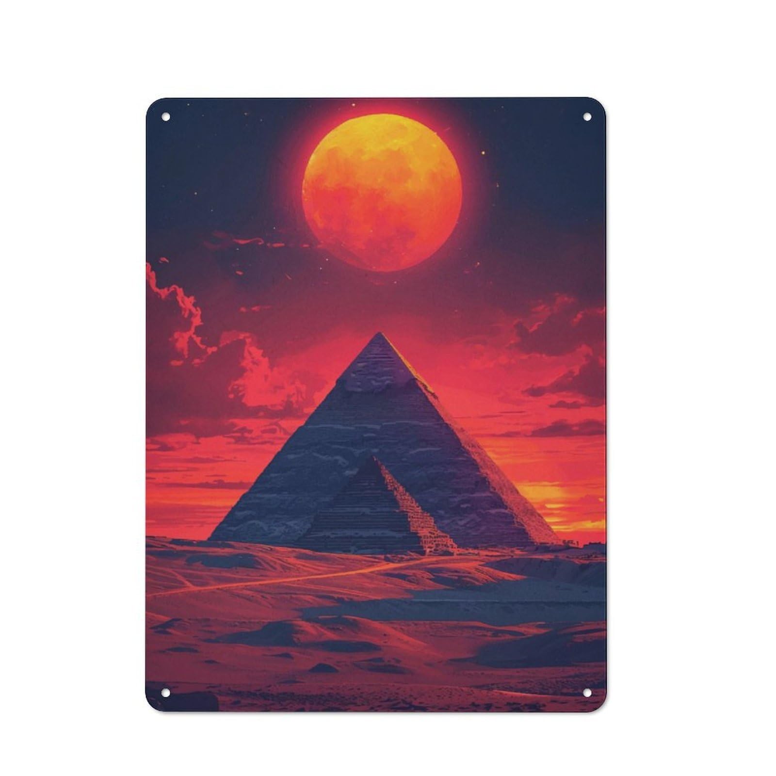 Junmoney Egyptian Pyramid Sunset Metal Sign 40X30cm With For Pub Or Café, Retro Decor, For Vintage Wall Decor Fans, For Garage And Workshop Walls