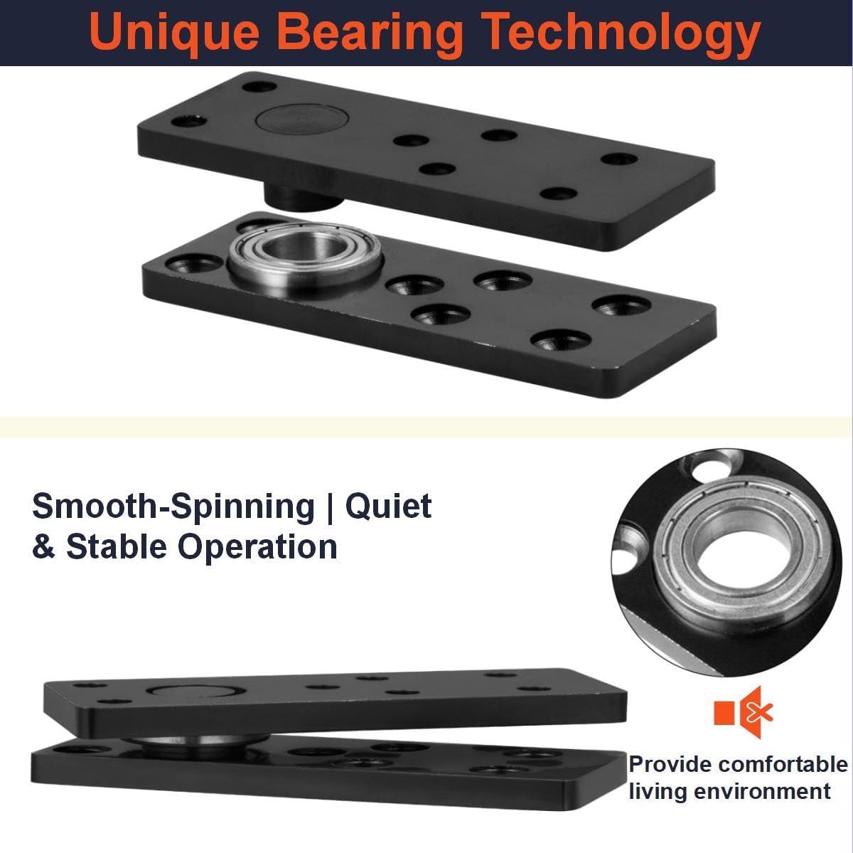 Hidden Door Hinge 360° Swinging Thickened Solid Steel - 600lbs Pivot Hinges for Murphy Door Kit Bookcase, Secret Bookshelf Door & Concealed Heavy Doors