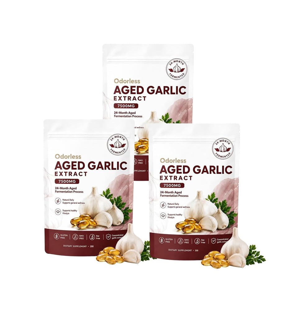 Vitalisse AJO Envejecido, Extracto De Aio Envejecido Sin Olor, Odorless Aged Garlic Extract, Organic Garlic Supplement for Daily Wellness (3Box)