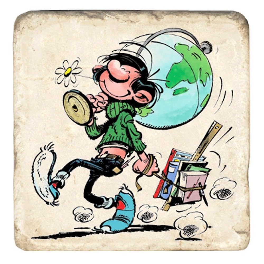 Metal Tin Sign Collectible Marble Sign Gaston Lagaffe And The World Map New Metal Aluminum Sign 8X12 Inches