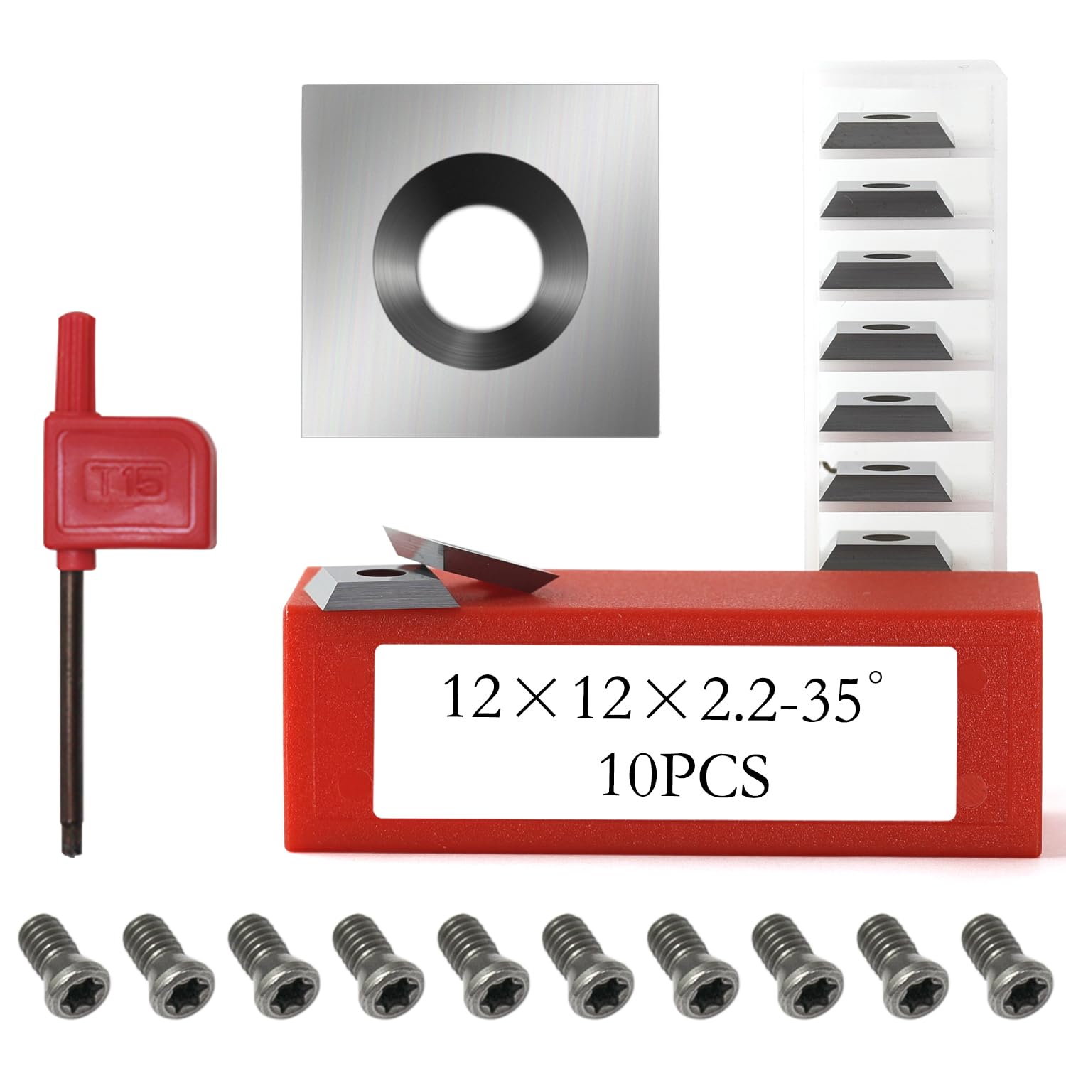 12mm kwadratowe płytki węglikowe frezy płytki indeksowane 4 krawędzie 12 x 12 x 2,2 mm do obróbki drewna spiralna głowica strugarki helikalnej frez do strugania drewna frez do przycinania DIY narzęd