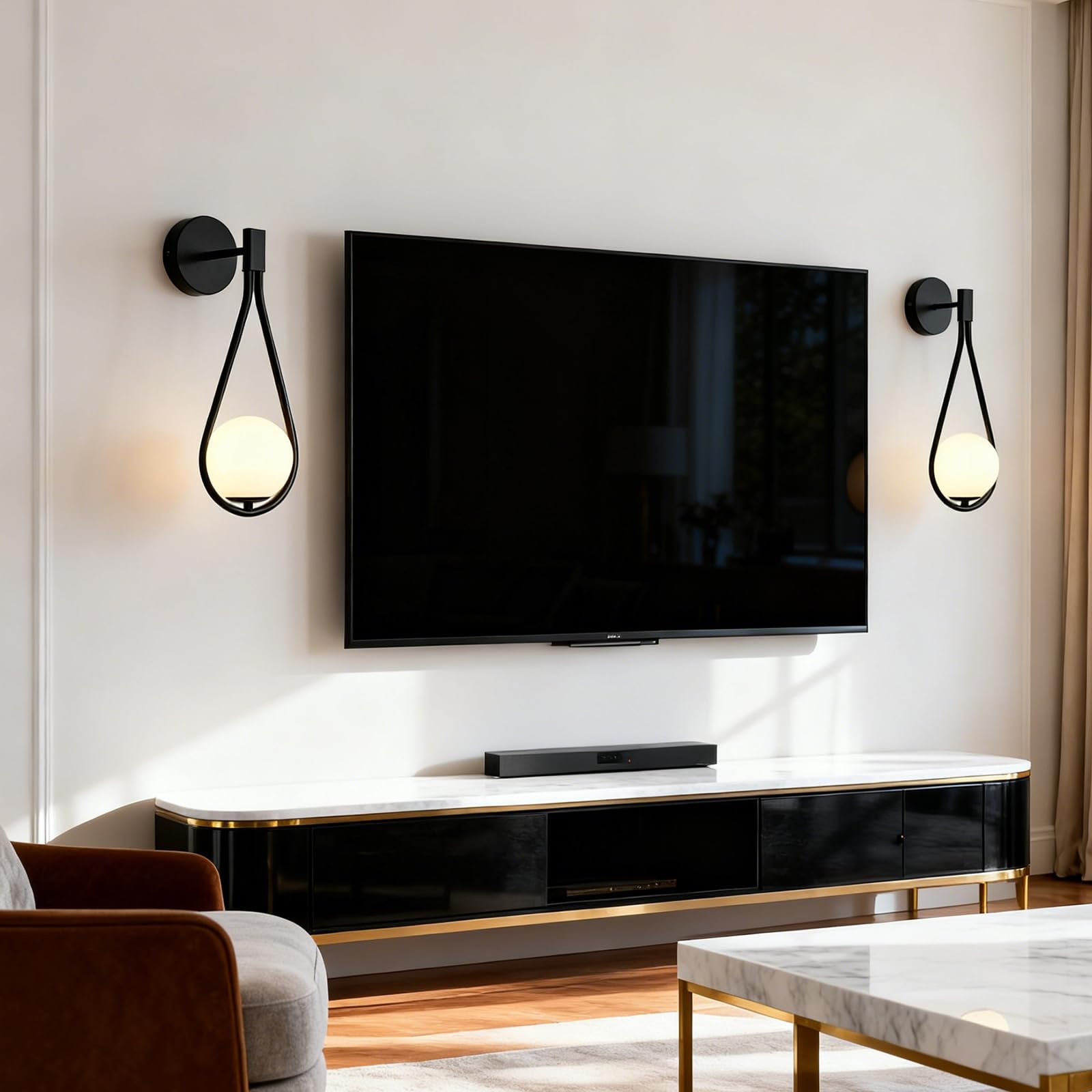 zhxinashu Waterdrop Shaped Wall Light,5W Glass Ball Wall Sconce for Bedside