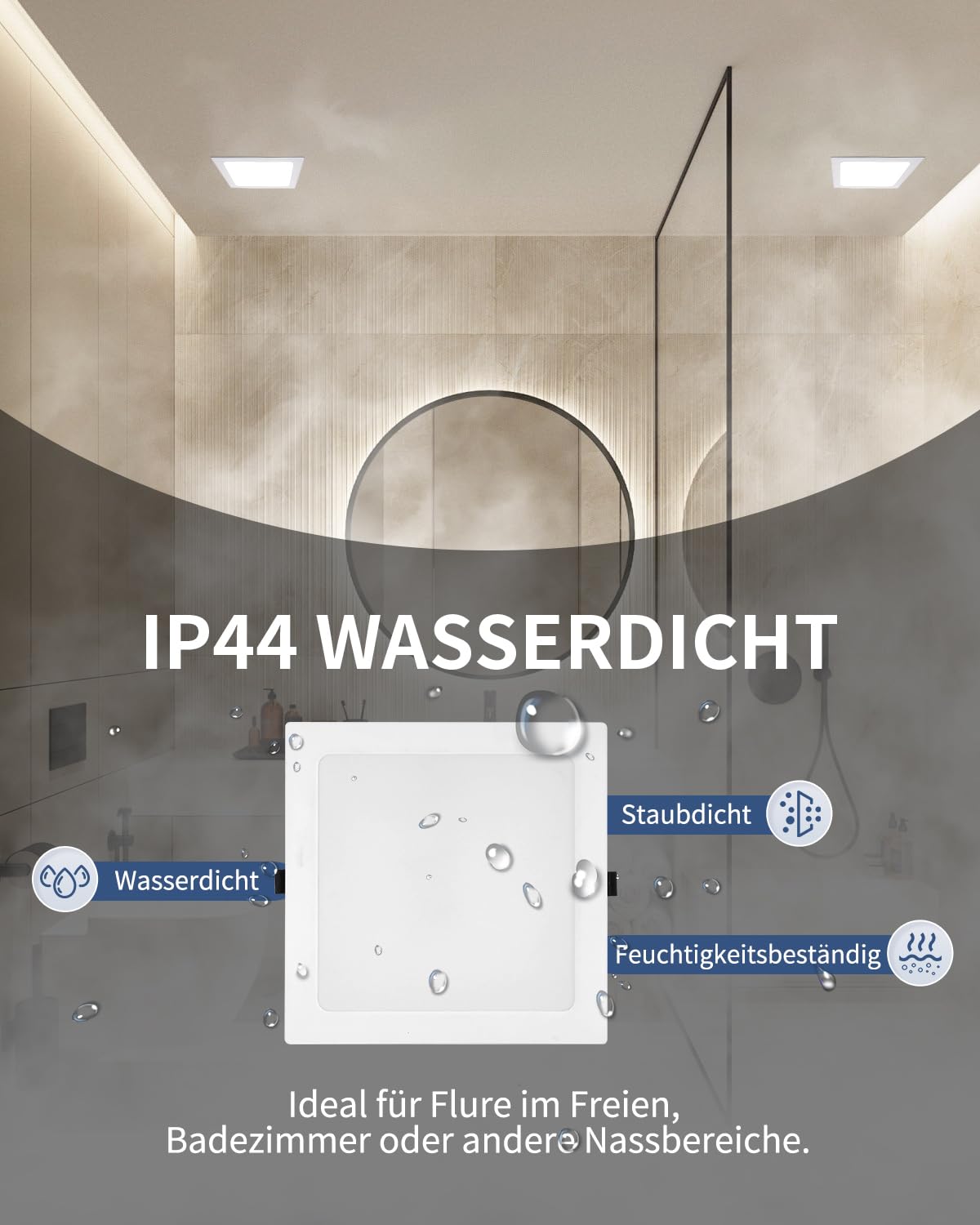 6 Stück Square Recessed LED Light 16W 3CCT 1400lm Ausschnitt Ø145-160mm