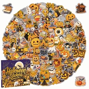 200 calcomanías de Halloween, lindas calcomanías de fantasma de calabaza para adultos y niños, vinilo de Halloween, impermeable, no se repite, palos para decoraciones de Halloween, recuerdos de fiesta