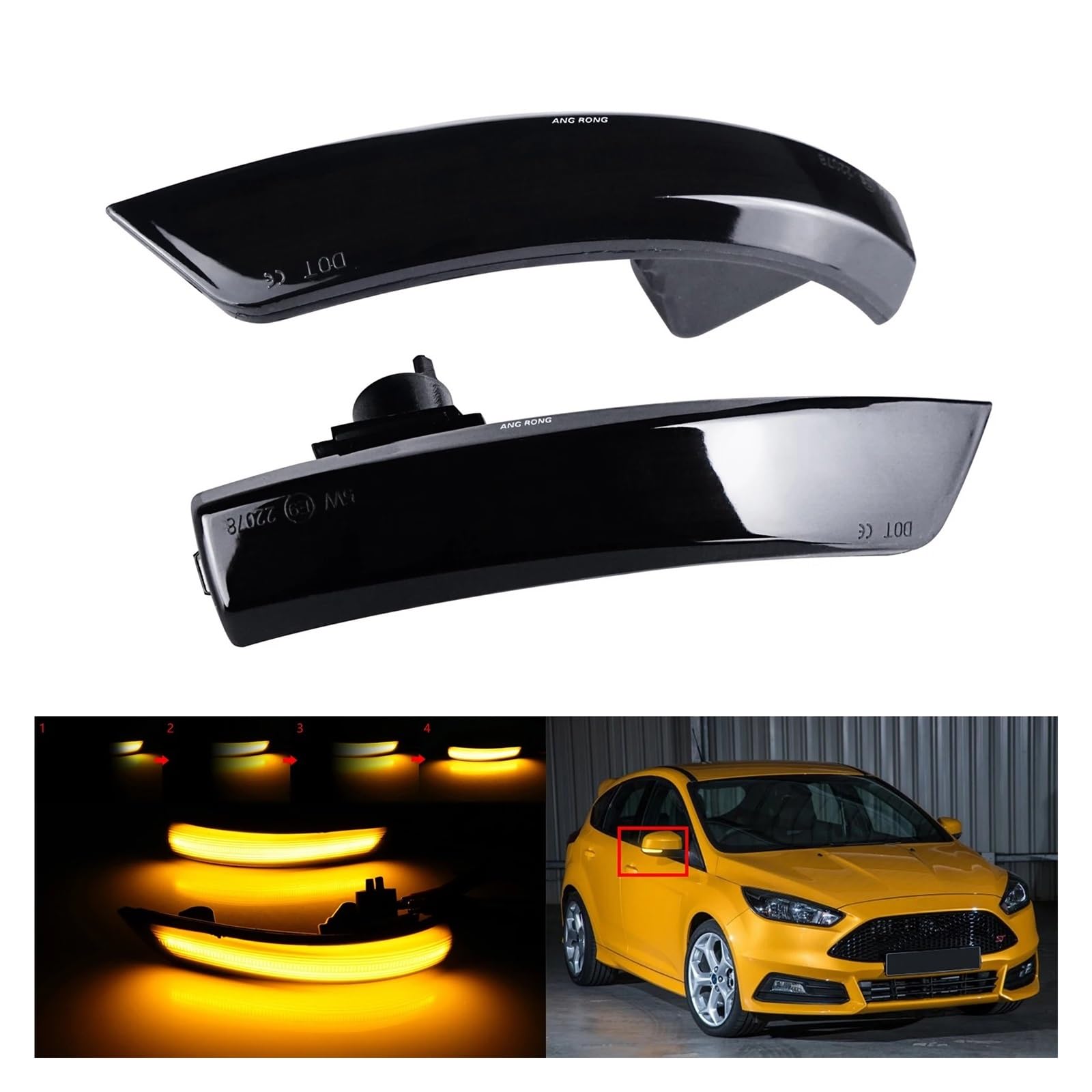 Indicatori Nello Retrovisore Per Ford Per Focus MK 2 3 2008 2009 2010 2011 2012 2013 2014 2015 2016 2017 Indicatore Di Direzione Dinamico A LED Per Specchietto Retrovisore Indicatore Di Direzione