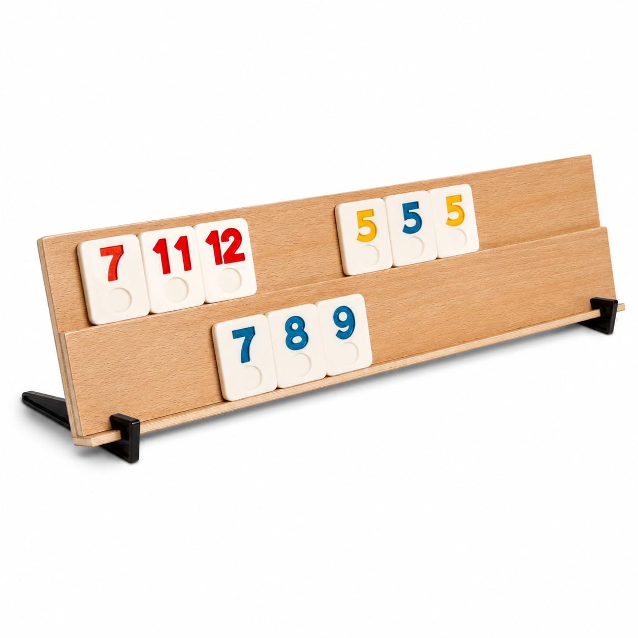 Rummy Holzspiel - Brettspiel aus massivem Buchenholz, 4 Spieler, Braun