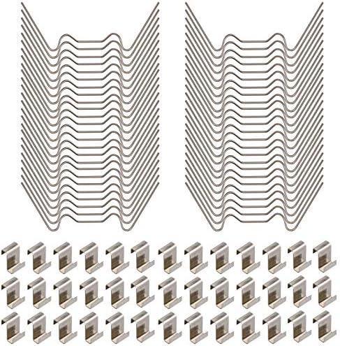100Pcs Greenhouse Clips for Glass, Stainless Steel Greenhouse Glass Pane Fixing Clips Include 50 Pieces Glazing Clips W Wire Clips and 50 Pieces Z Overlap Clips