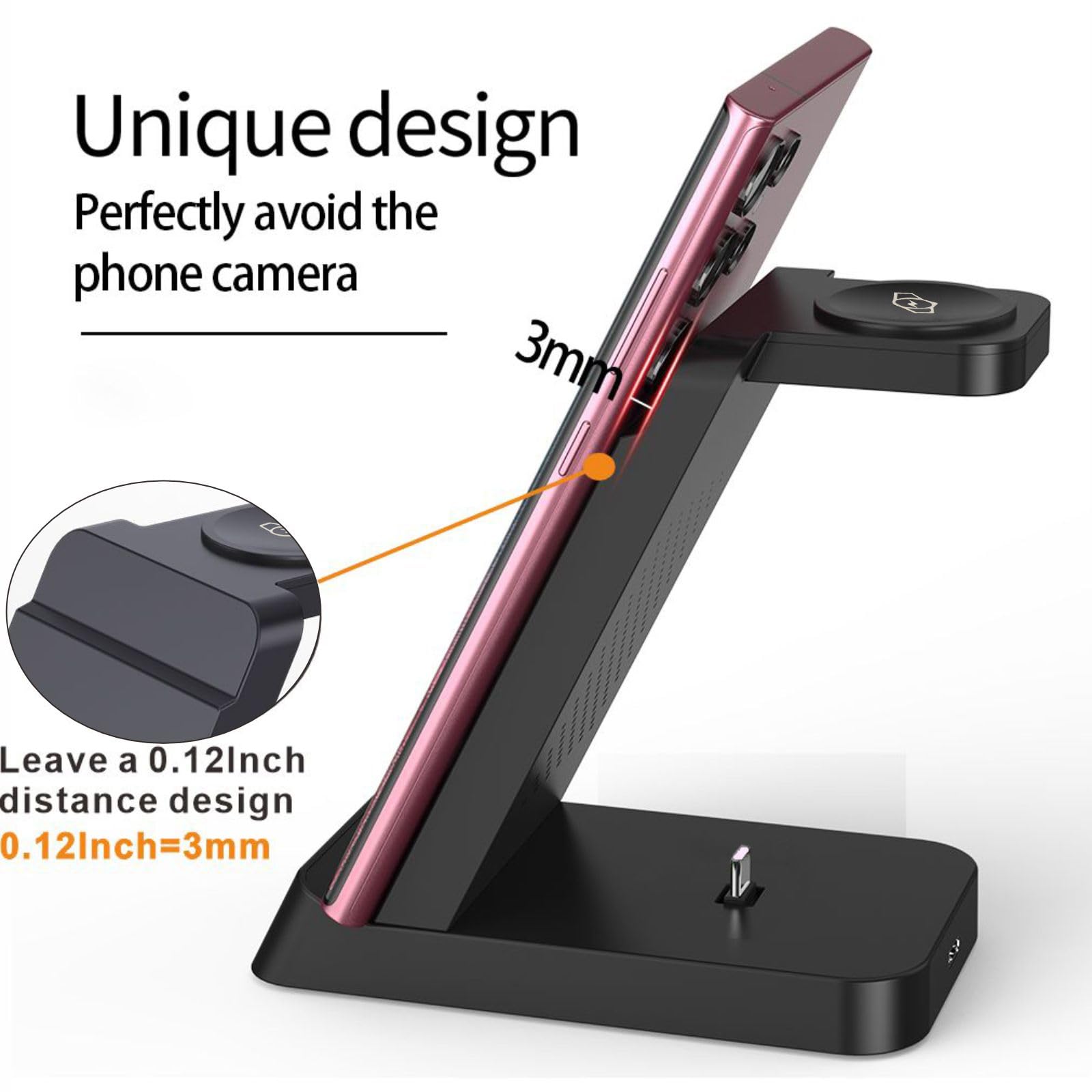 Stacja szybkiego ładowania 3 w 1 do smartfonów Samsung Galaxy, zegarków i słuchawek dousznych, bardzo szybka ładowarka USB C do Samsung Galaxy S25/S24/S23/S22/21/20/Note 20/10, Galaxy Watch Ultra 8/7