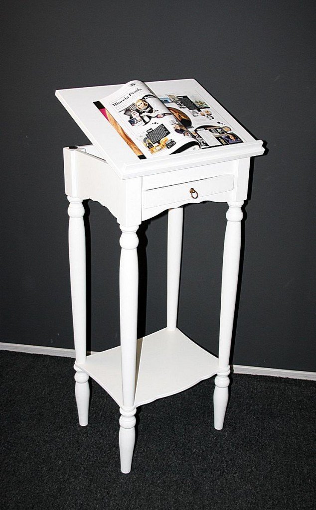 Massivholz Rednerpult Varese – Pappel massiv, weiß lackiert (50x105/120x38 cm)