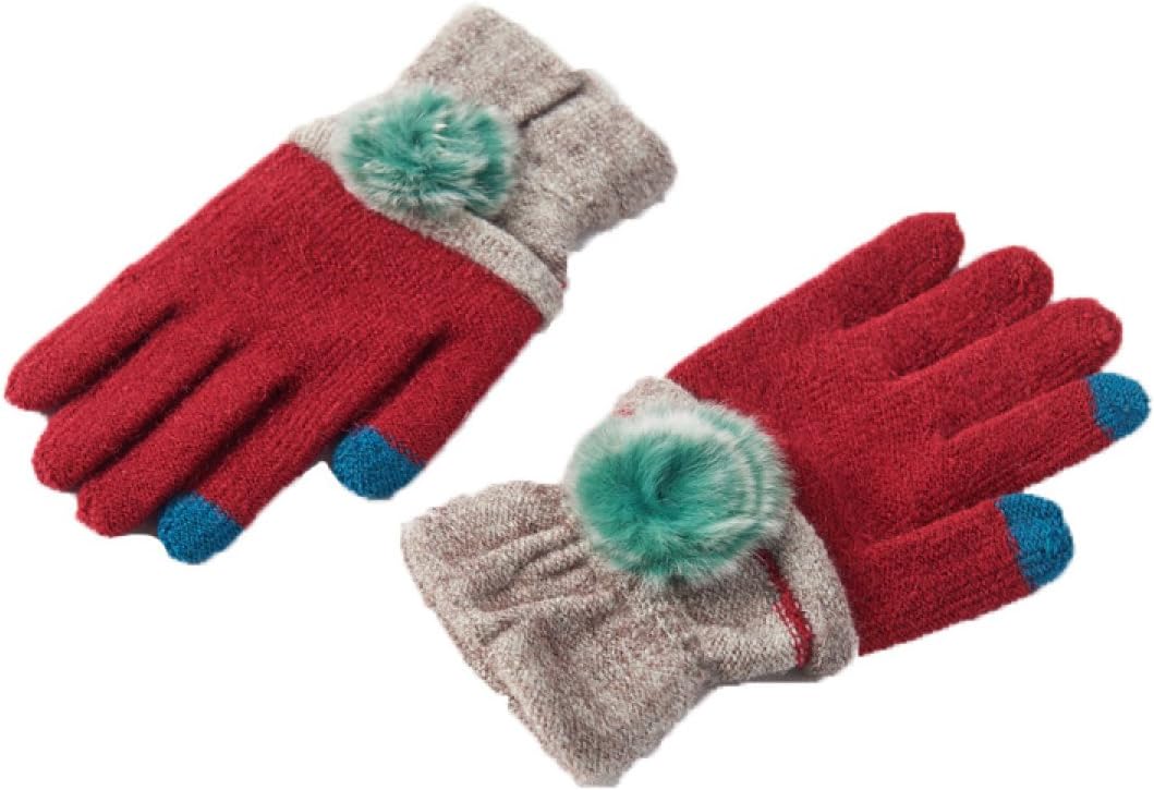 CCAILIS Woman Touchscreen Glove Winter Warm Thickened Knit Cute Student Outdoor Cold Fingering Gloves,J-OneSize