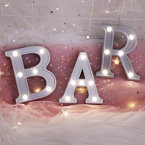 Miniatura 3 de Pooqla Letrero decorativo iluminado de marquesina de marquesina (plata, 3.47 pulgadas de ancho x 4.21 pulgadas de alto x 0.79 pulgadas de