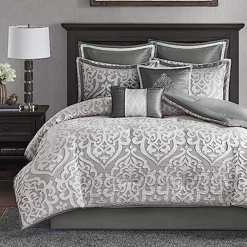 Madison Park Odette 8 Piece Jacquard Bedding Comforter Set with Damask