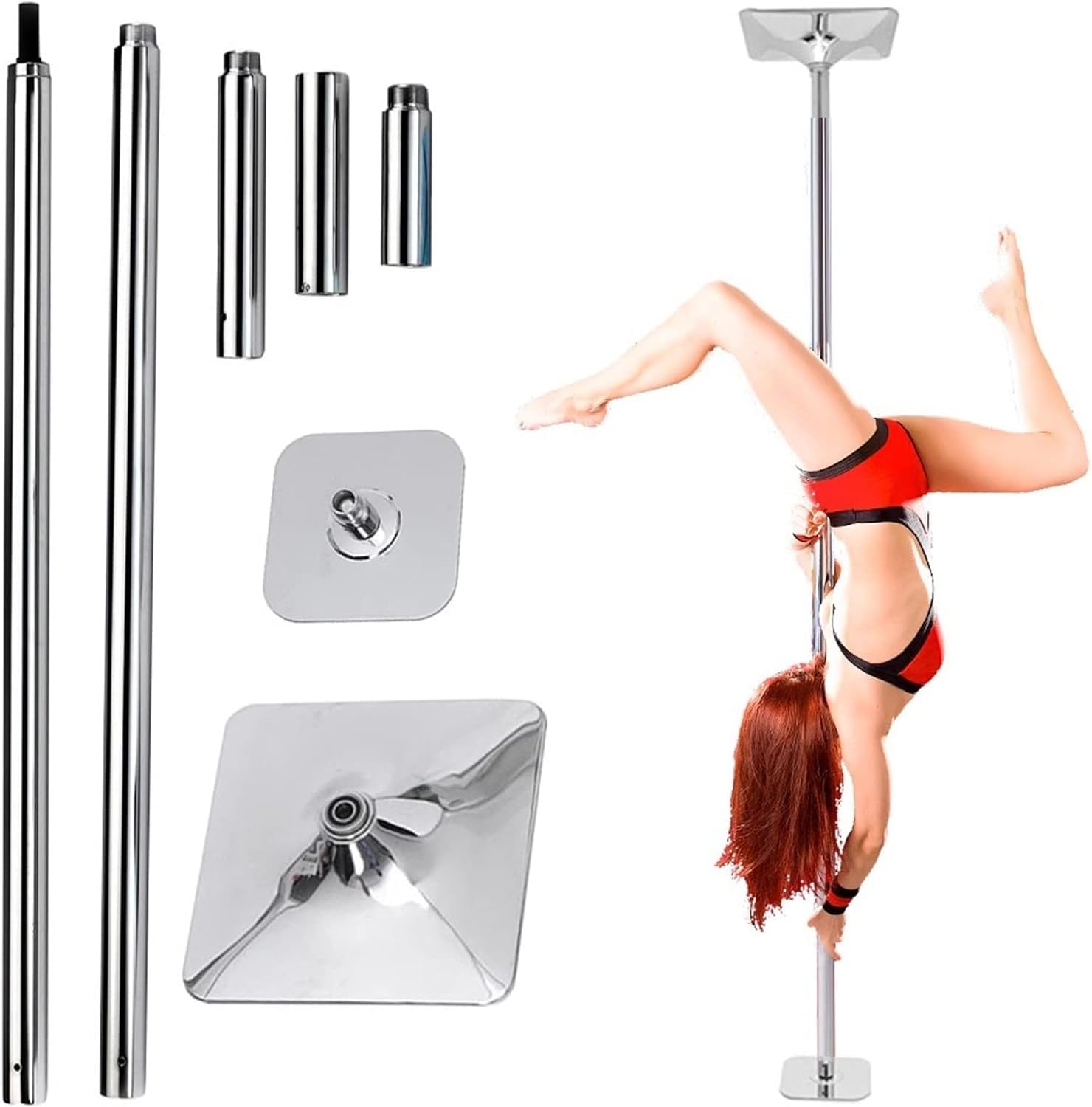 Dance Pole Extension Tube - Chromed Steel Stripper Pole for Gym and Club Use, Perfect for Apartments and Fitness Enthusiasts - Durable and Easy to Install (Silver 2.7M)