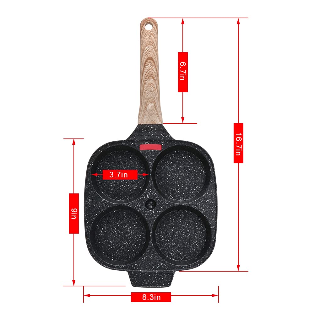 Egg Frying Pan, Pancake Pan With Lid Nonstick 4 Cups Fried Egg Pan