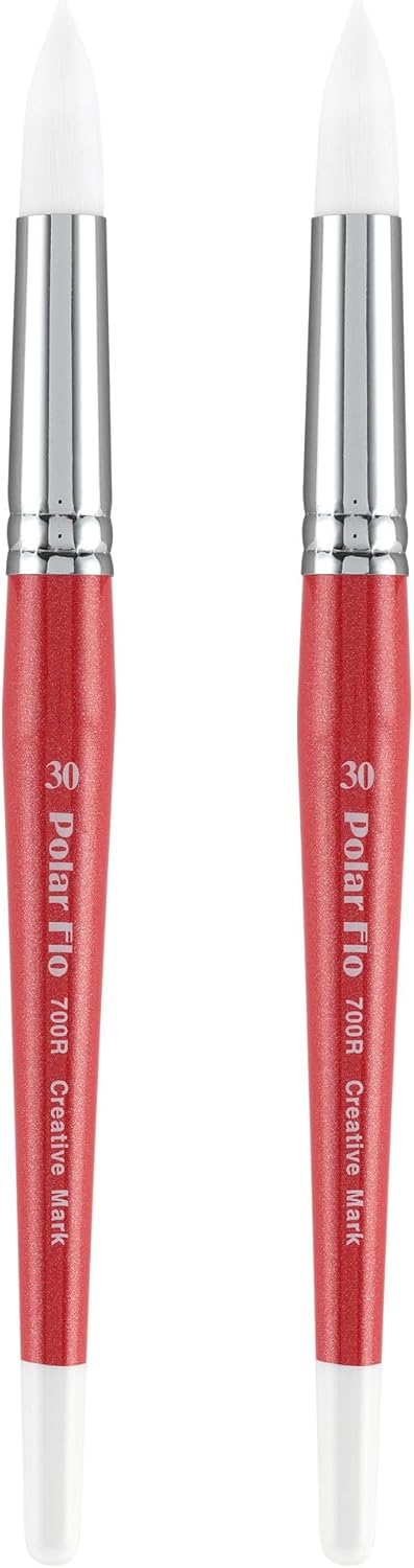 Creative Mark Polar Flo Professional Watercolor Brushes - Round 30-2 Pack - Short Handle, Nickel-Plated Seamless Brass Ferrule - Art Paint Brushes for Acrylic Painting, Watercolor, Gouache, and More