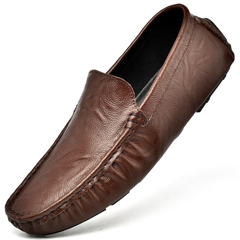 Men's Loafers Round Toe Solid Color Driving Style Loafer Vegan Leather Anti-Slip Resistant Lightweight Classic Slip On