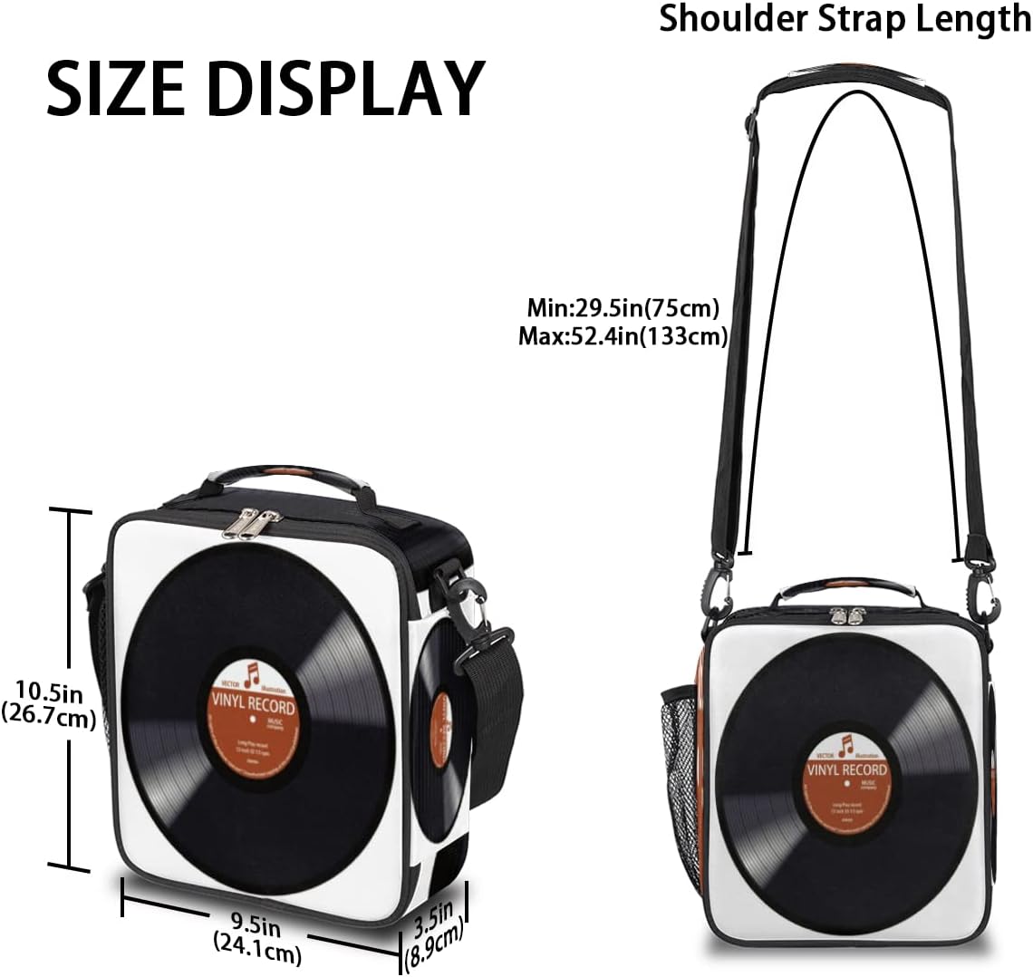 Pardick Music Record Black Kids Lunch Bag Retro Music Vinyl CD Insulated Lunch Box Mini Cooler Back to School Thermal Meal Tote Kit Bento Tote Bags Thermal Lunchbox for Boys Girls - Image 3