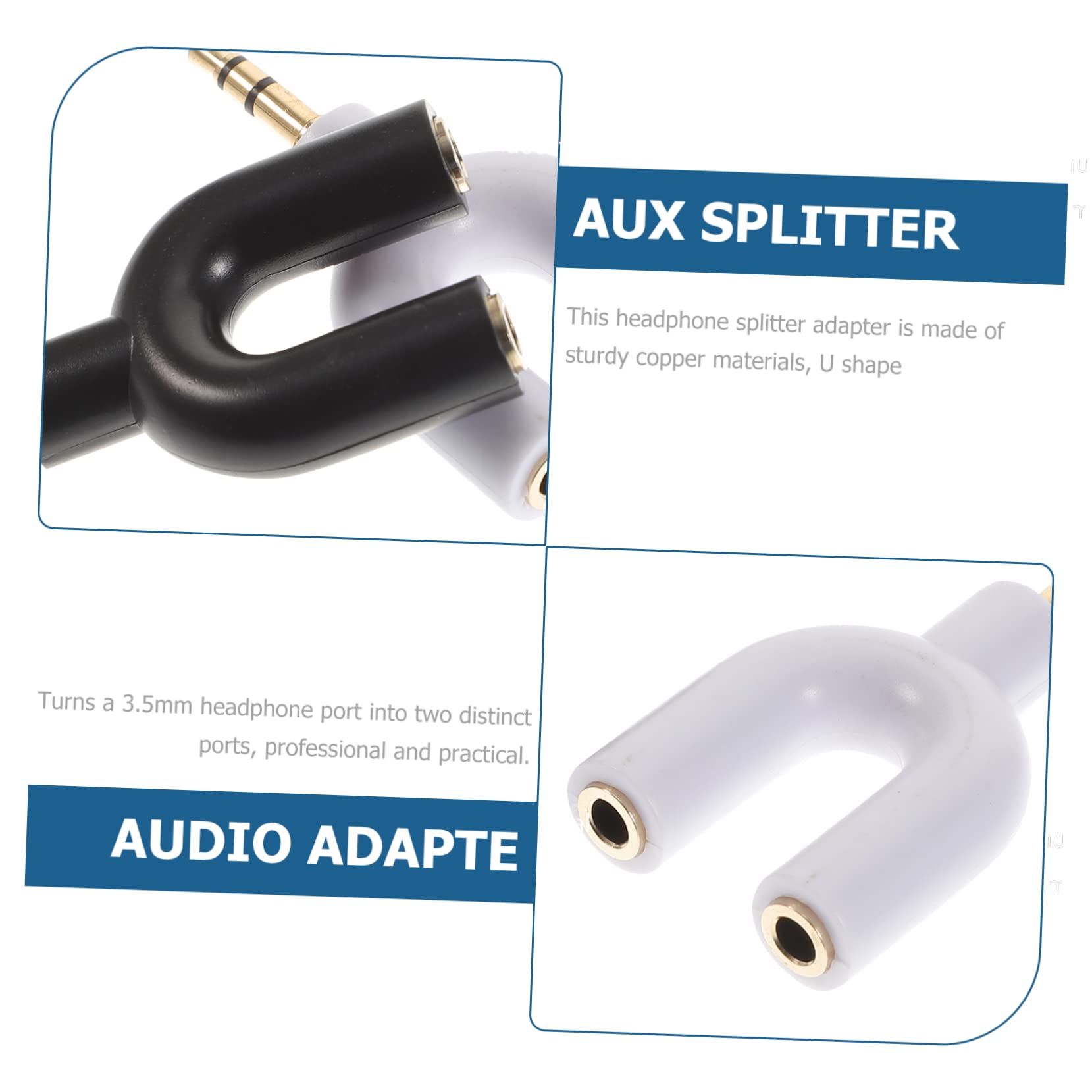 BESTonZON 30stücke Audio Splitter Adapter Für Headsets U-förmige Kopfhörer-verbindung Für Pc Und Tablets Mit Weißen