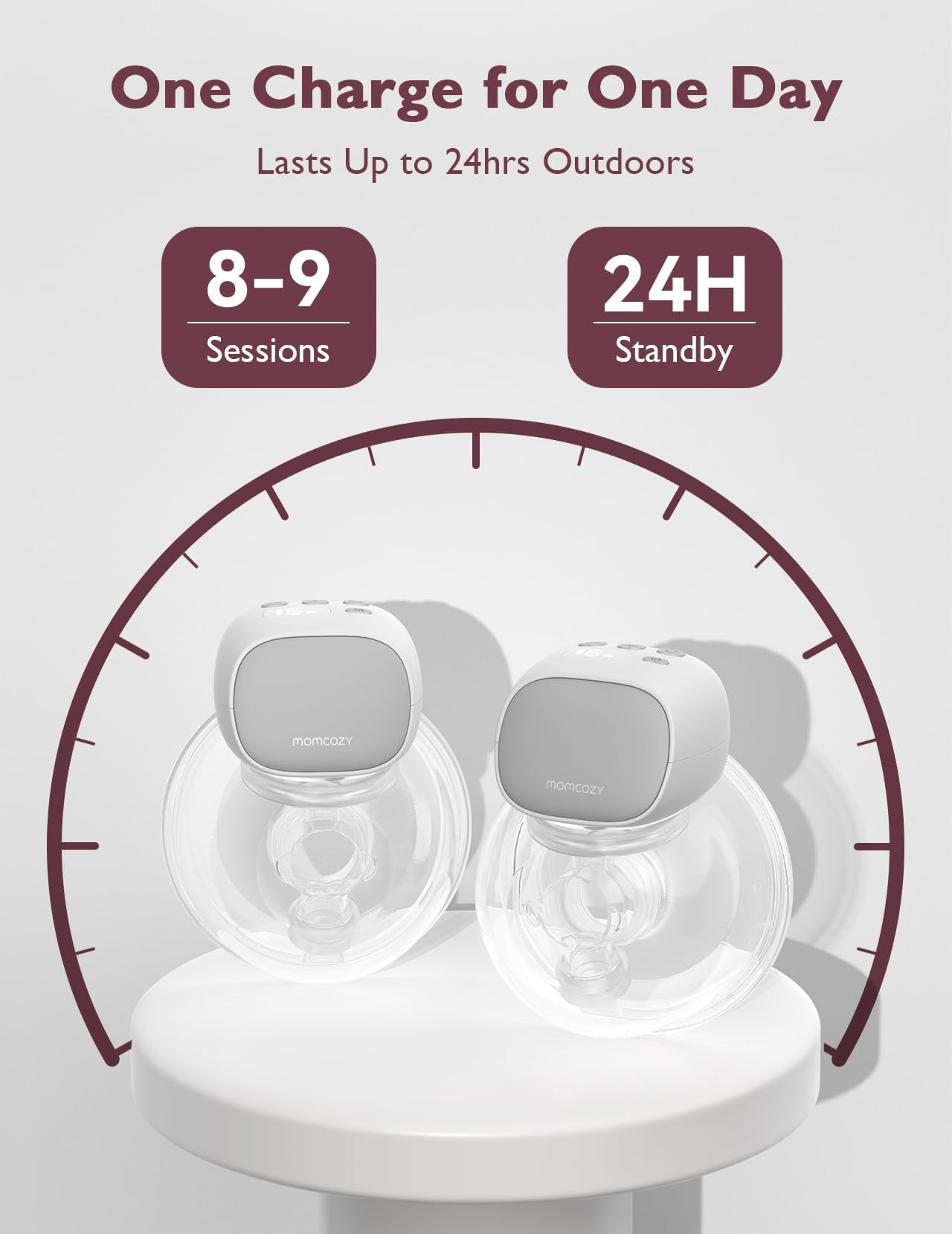 Momcozy S9 Pro Zaktualizowana Elektryczna Laktator, Bezręczny Długodziałający Akumulator, Wyświetlacz Led, Przenośna Laktator Z 2 Trybami I 9 Poziomami – 24 Mm (Szary, 2 Sztuki)