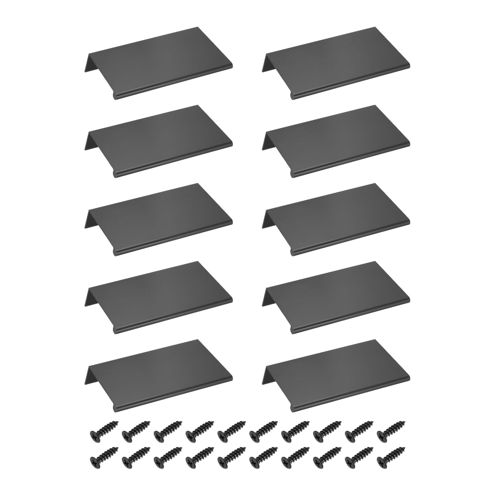 sourcing map Cabinet Finger Edge Pull, 10pcs 120mm / 4.72" Aluminum Alloy Back Mount Hidden Drawer Edge Handles, Modern Concealed Tab Pulls for Home Kitchen Furniture, Black — image 1