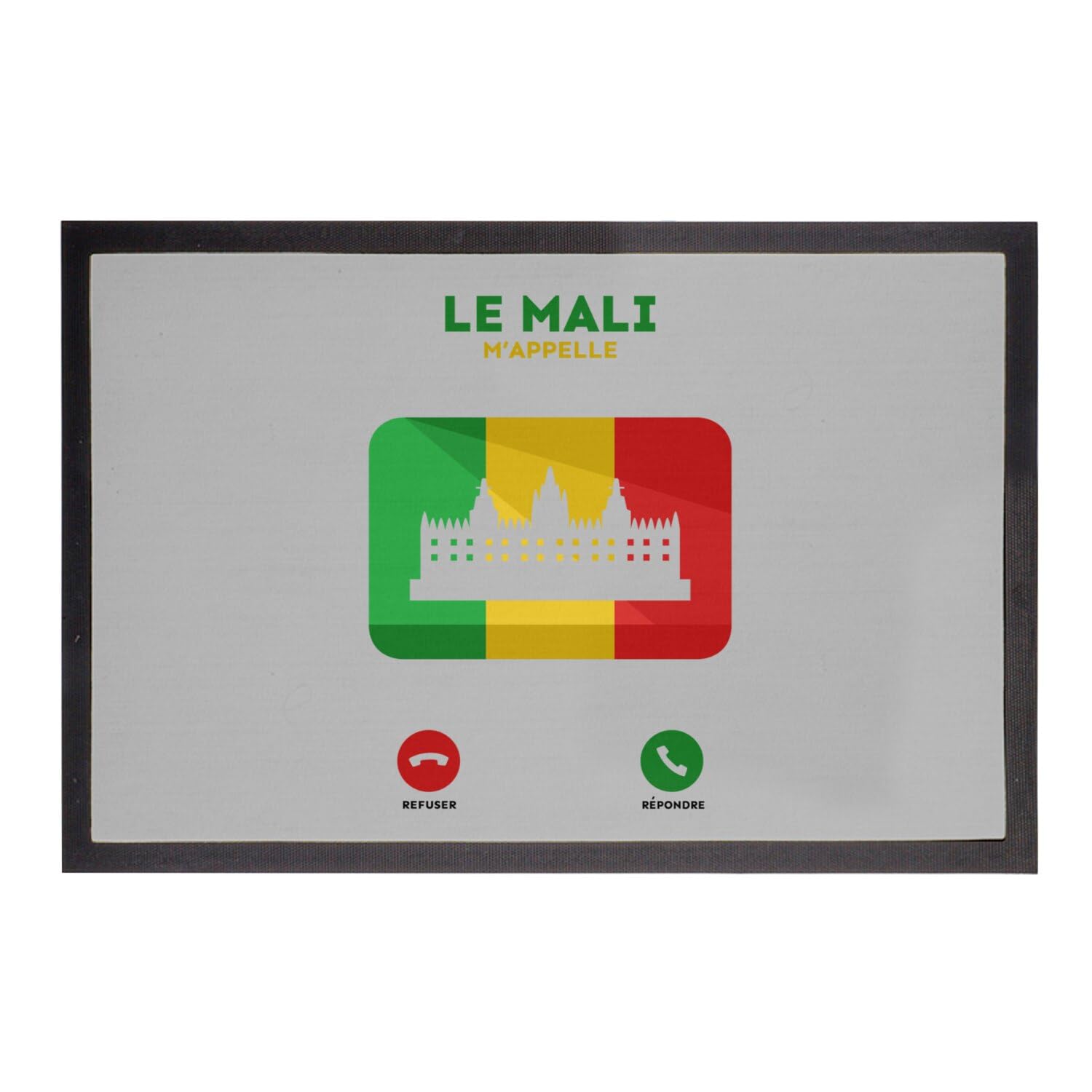 Paillasson gris Le Mali m'appelle tapis d'entrée design pour passionnés de voyage 75x50 cm