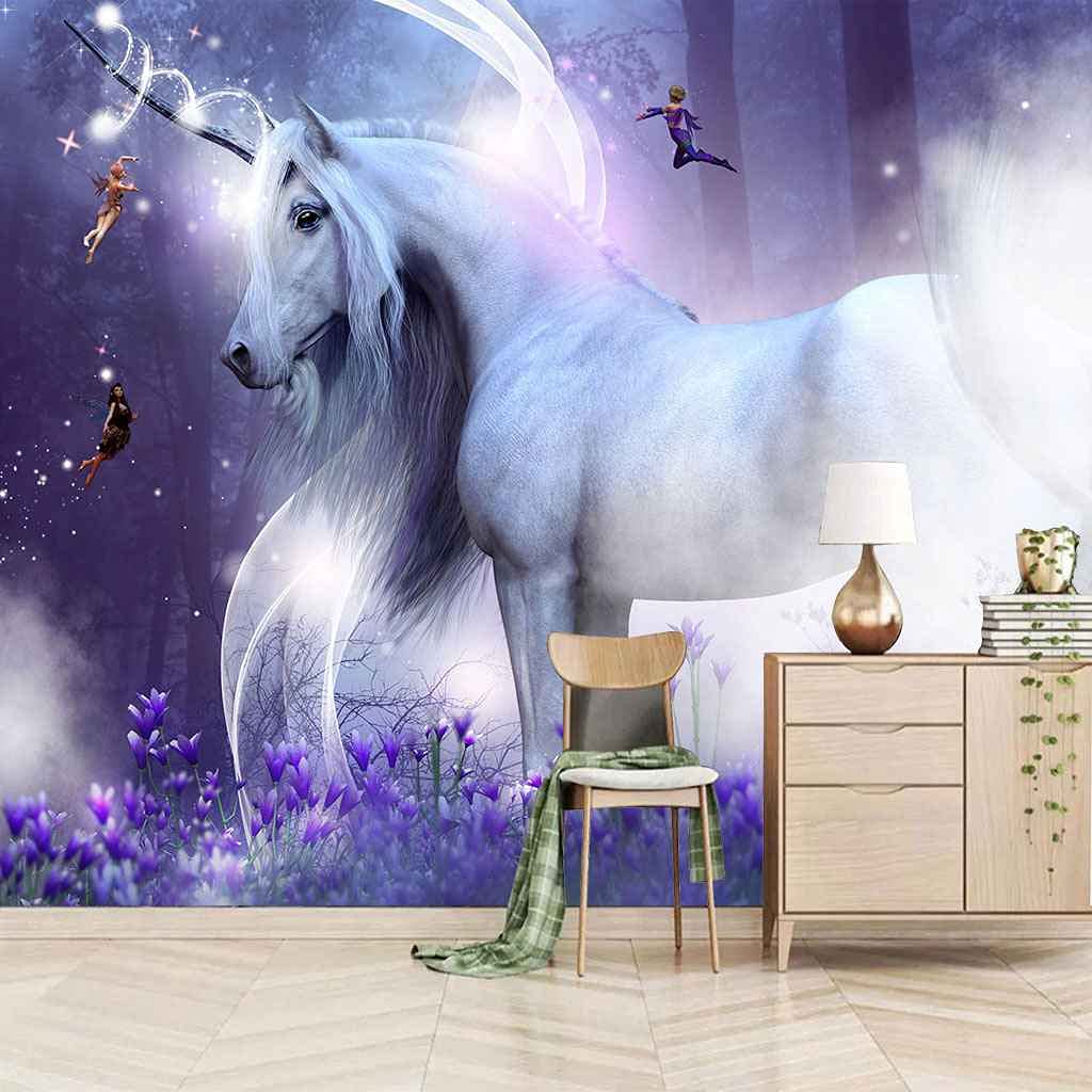Papier peint moderne 3D cheval pour rénover facilement un mur de chambre sans colle ni outils