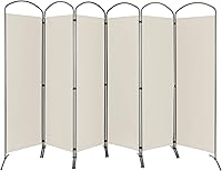 Vista 1 de Giantex Divisor de habitación plegable de 6 paneles de 6.2 pies, color blanco, pantalla de privacidad de tela plegable independiente de 130 pulgadas