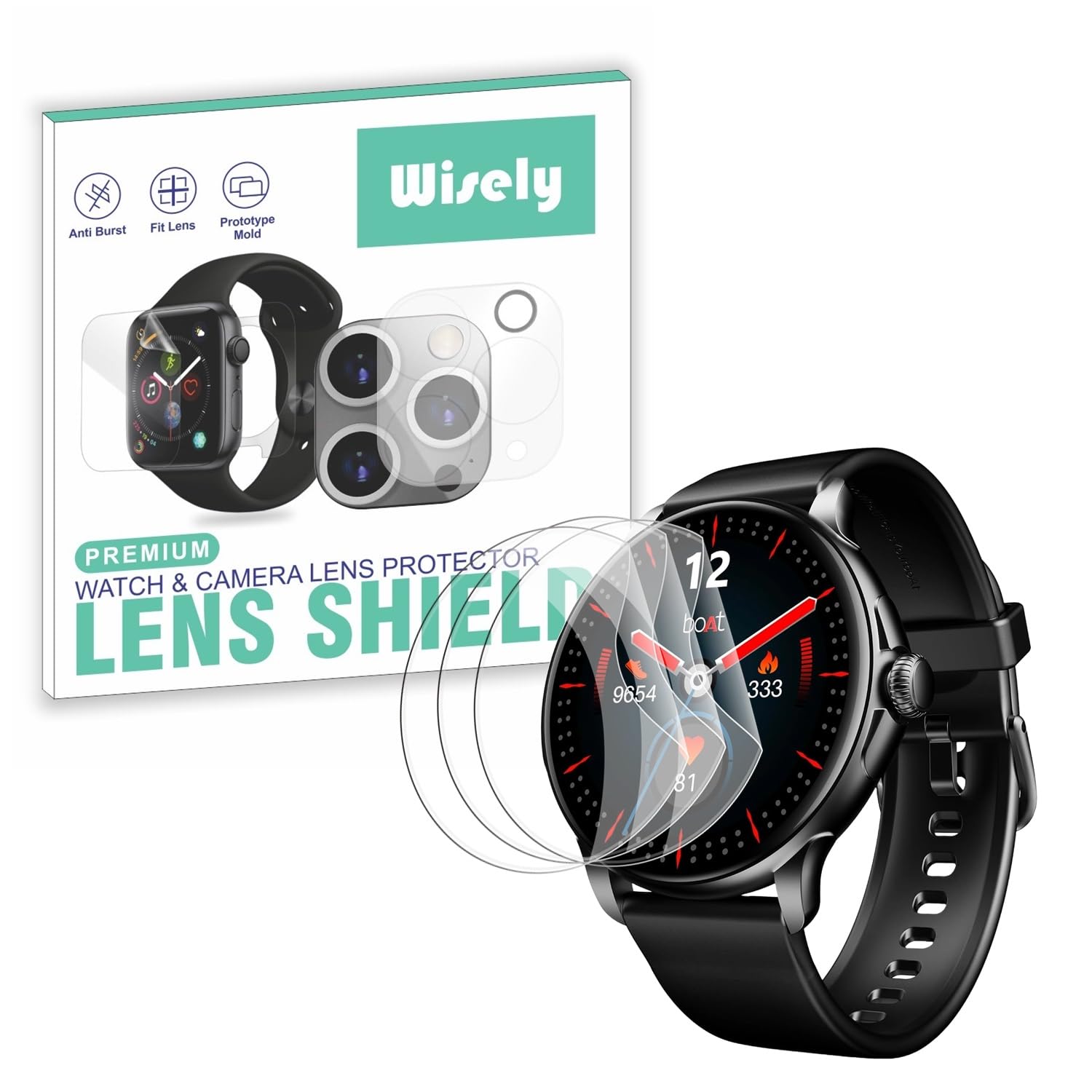 Wisely |3pcs| Screen Guard Protector For Boat Lunar Oasis Smartwatch |1.43"| Bubble Free, Easy installation kit, Clear HD, Full Cover (B0D91TPB7N) Amazon Price History, Amazon Price Tracker