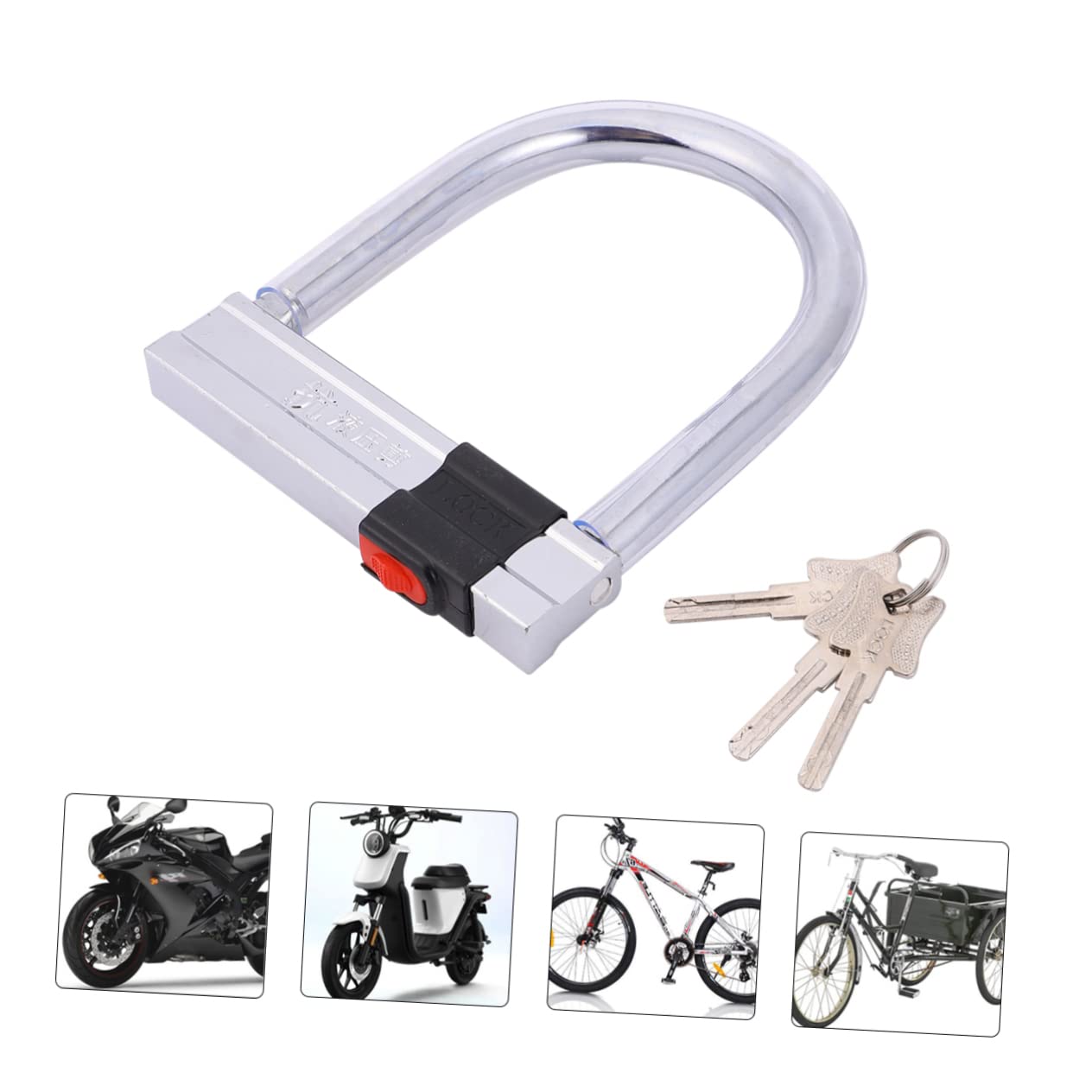 SUPVOX Antivol de Vélo de U en Acier Inoxydable, Résistance Hydraulique, Robuste, Argenté, pour Cyclisme et Sécurité Extérieur