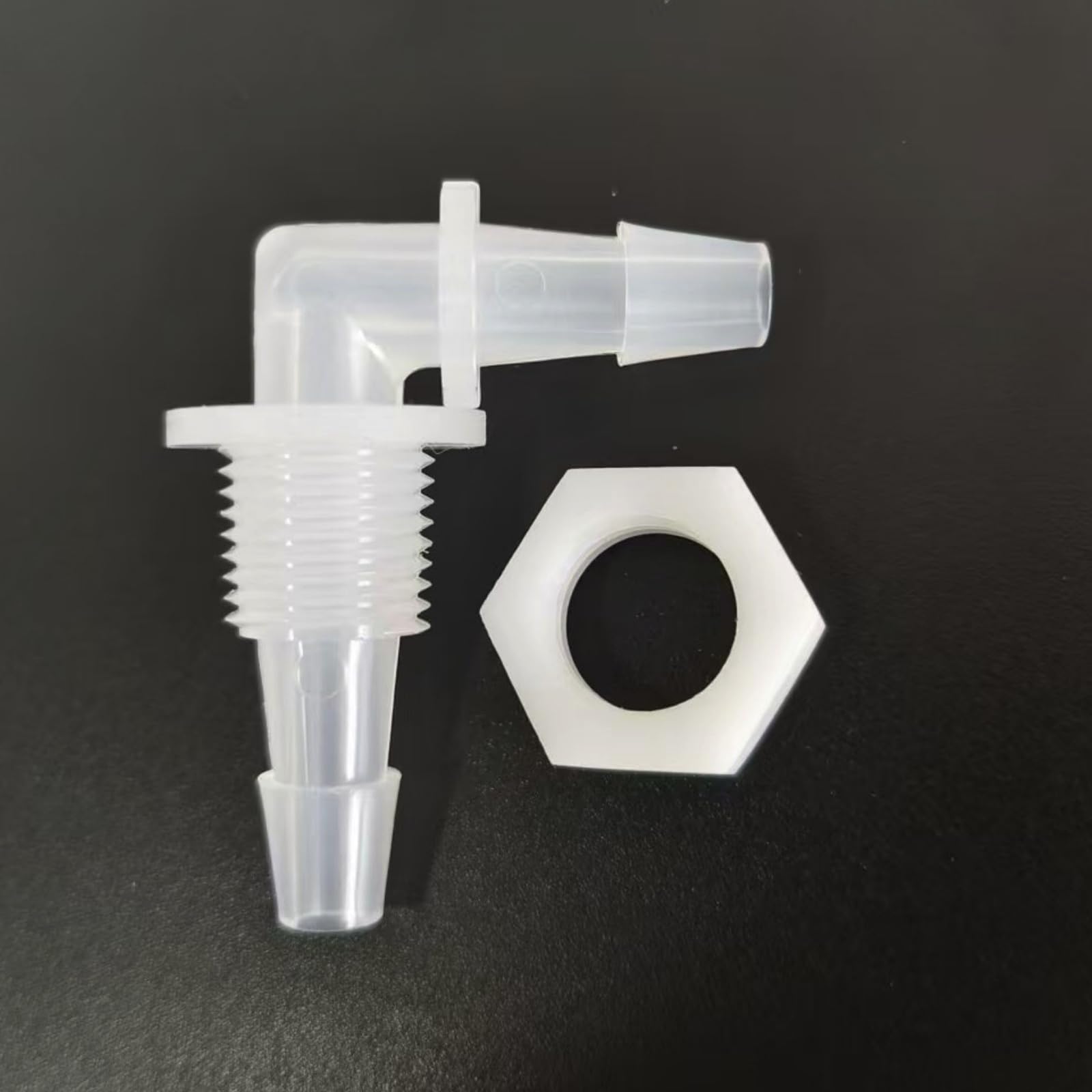 Bulkhead Reusable Reusableplastic Hose Barb Fittings - 50 Sets of Durable Food-Grade Connectors(1/4inch-M10 Male Thread-Elbow)