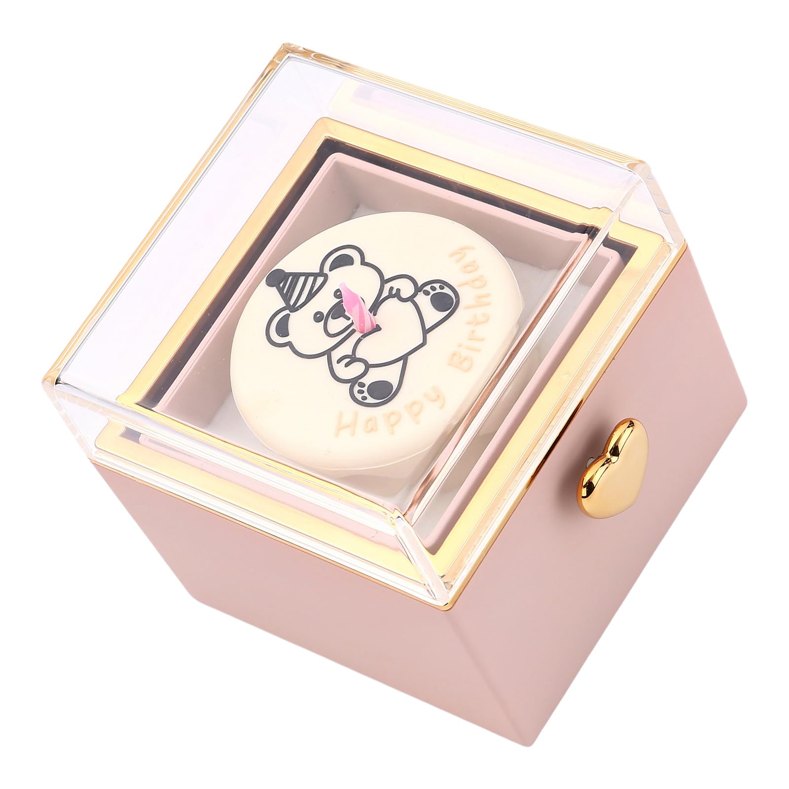 Bottone Reversible Bear Cake Rings Box with Holder Rotating Rings Storage Box for Proposals Weddings and Anniversaries Surprises Gift
