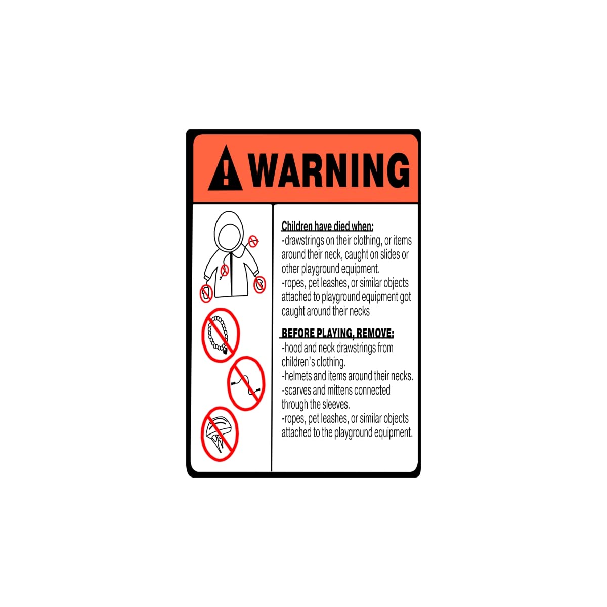 Jensen Swing Products Label SP S 3.75 x 3.75 in. Spanish Strangulation Warning Label