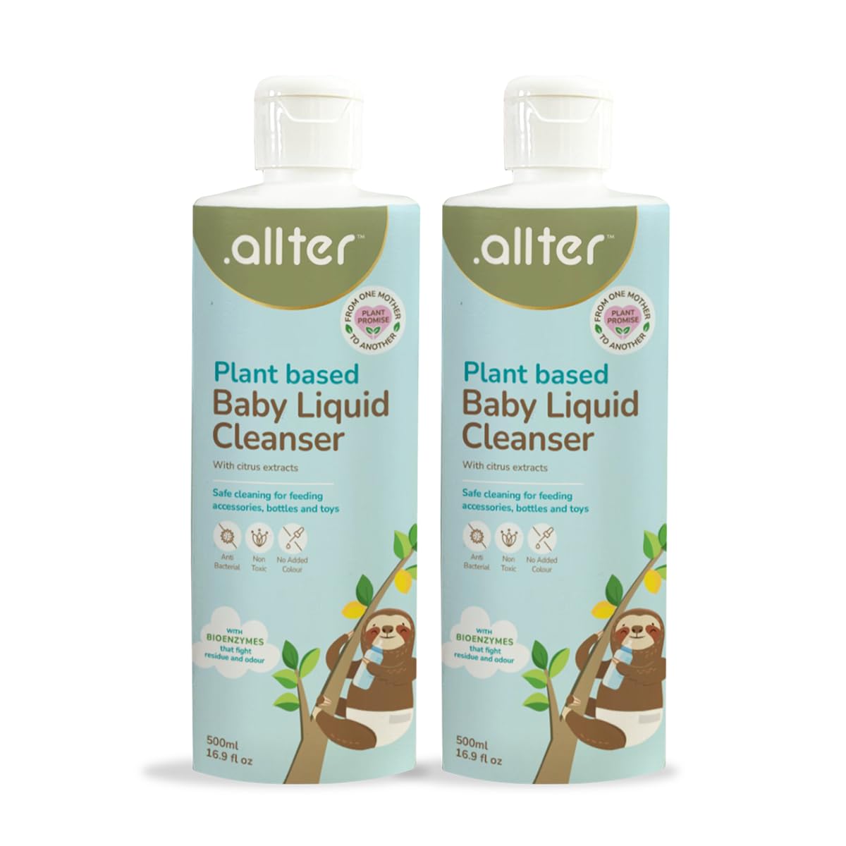 .allter Plant Based Baby Liquid Cleanser for Bottles, Nipples, Toys & Utensils, With Coconut Cleansers & Natural Citrus Extracts | Residue-Free, Toxin-Free, Antibacterial | 500ml, Pack of 2-image-15