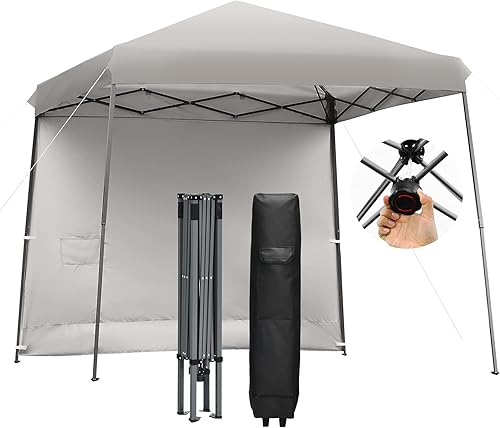 Tangkula Tienda de campaña desplegable de 10 x 10 pies, refugio instantáneo para 1 persona con cierre central, toldo portátil compacto con pared