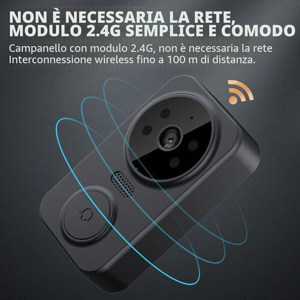 Sportarc - Videocitofono WiFi con schermo da 4,3 pollici, interfono bidirezionale, supporto per scheda TF, videocitofono di sicurezza senza fili