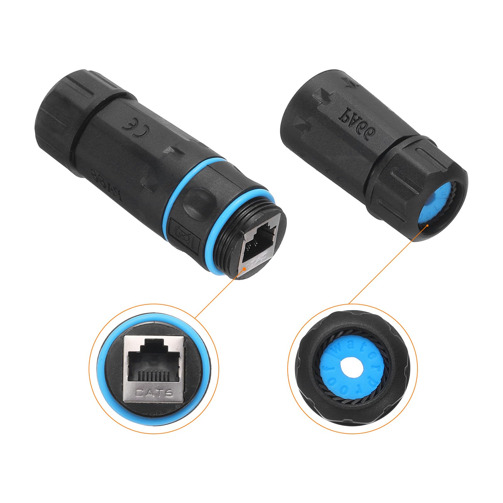 QUARKZMAN Accoppiatore RJ45 Impermeabile, Femmina Schermata a Doppia Testa a Femmina IP68 Connettore per Cavo LAN Esterno Ethernet per Cat6/Cat5e/Cat5, Confezione da 10