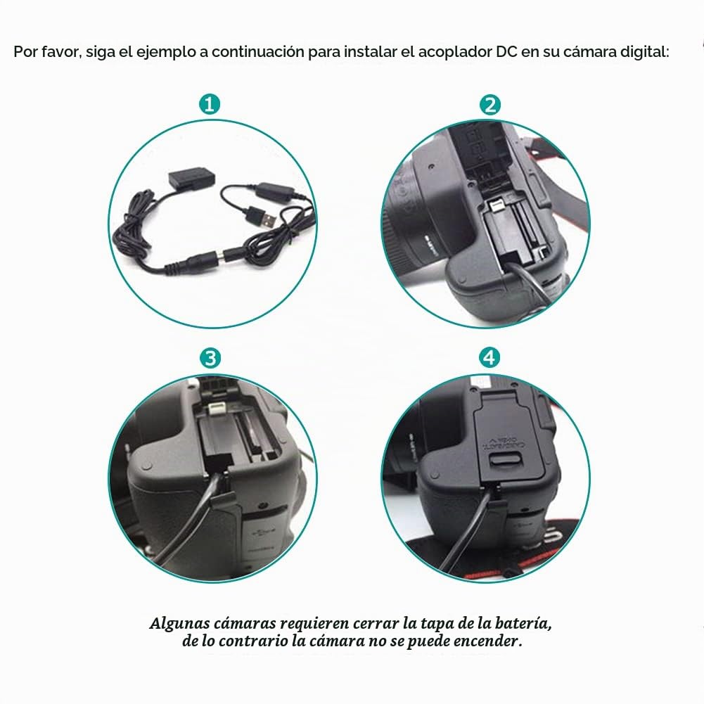 USB Línea De Conducción DC 8.4V ACK-E18 + DR-E18 BG-E18 LP-E17 Batería Virtual para Canon EOS 750D T6i 760D T6s 8000D R10 R100 R50 R8