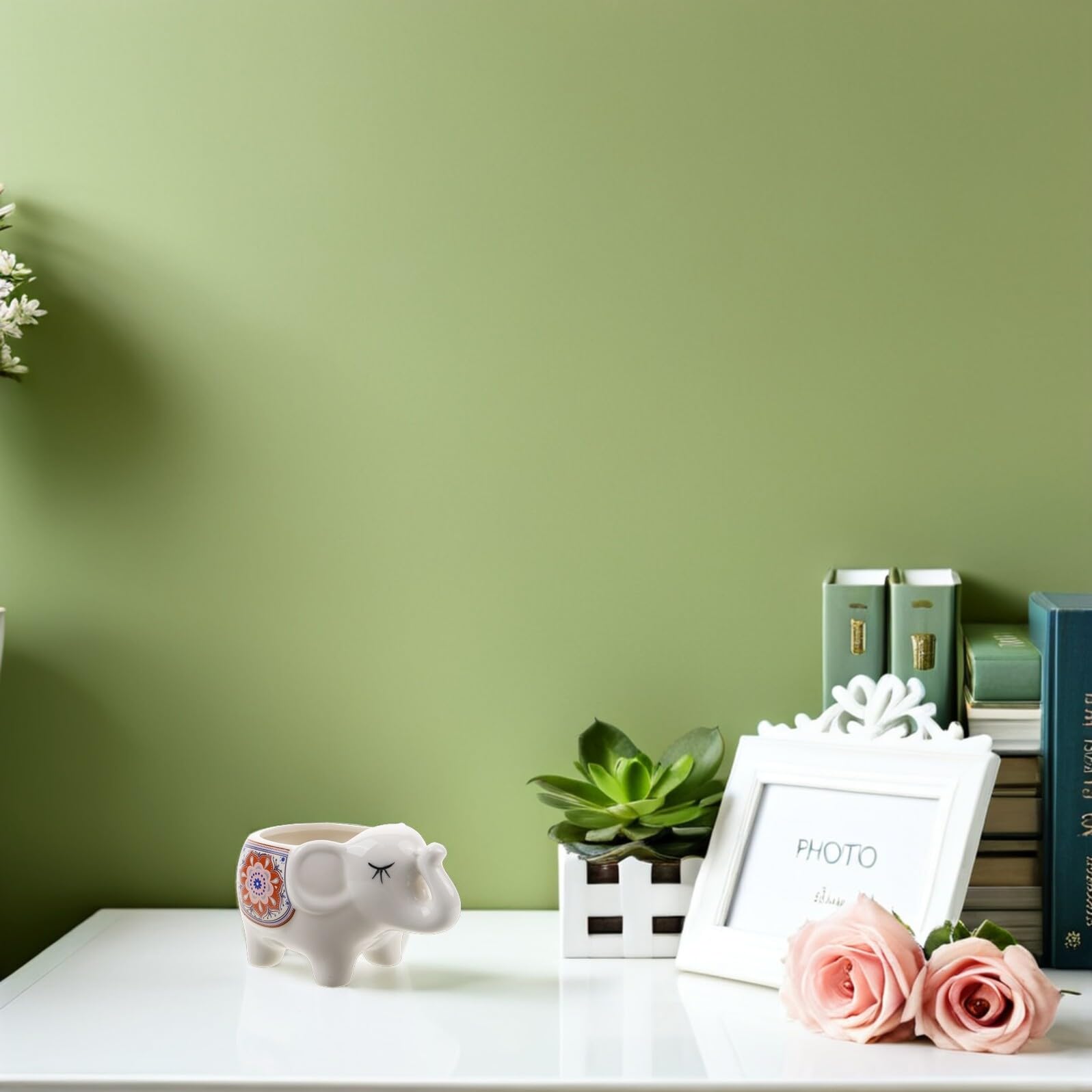 Levemolo 2 Szt. Ceramiczne Doniczki Słoniowe Ręcznie Wykonane Porcelanowe Osłonki Sukulenty i Kaktusy Małe Dekoracje Biurko Do Domu i Biura Unikalne Ceramiczne Do Roślin Doniczkowych