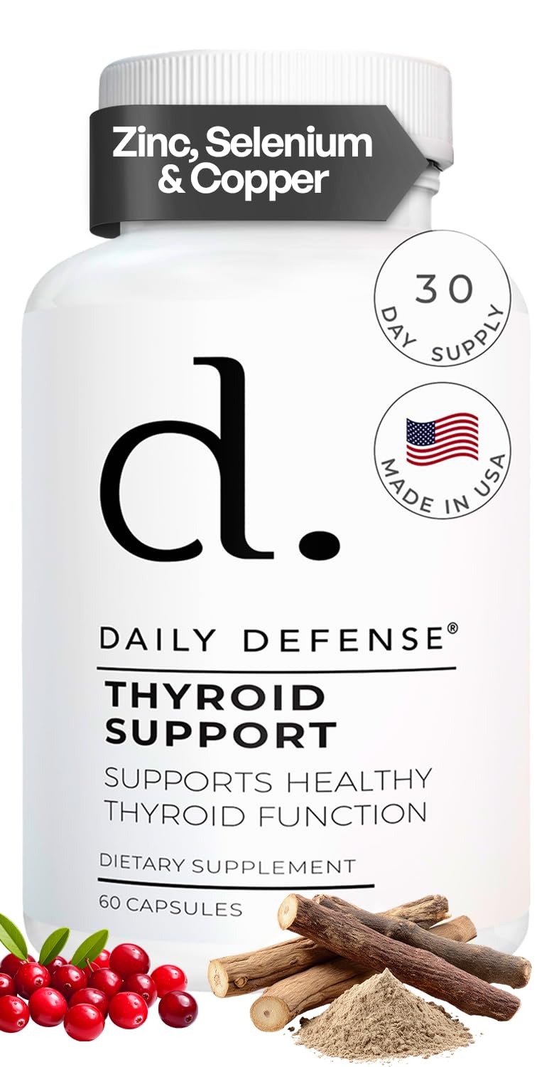 Thyroid Defense - Thyroid Support Supplement for Women and Men, Selenium with Iodine, Zinc, B12, Ashwagandha and L-Tyrosine, Supports Hormone Health, Energy and Metabolism