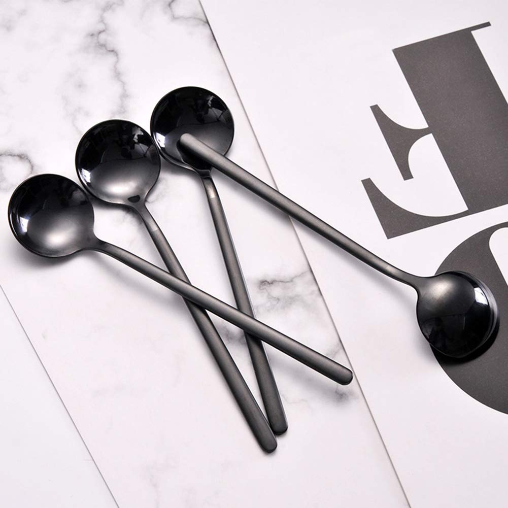 Cucharas de café para postre de 13,5 cm, de acero inoxidable, con mango esmerilado para postre té, helado, azúcar, postre, torta de café, juego de 8