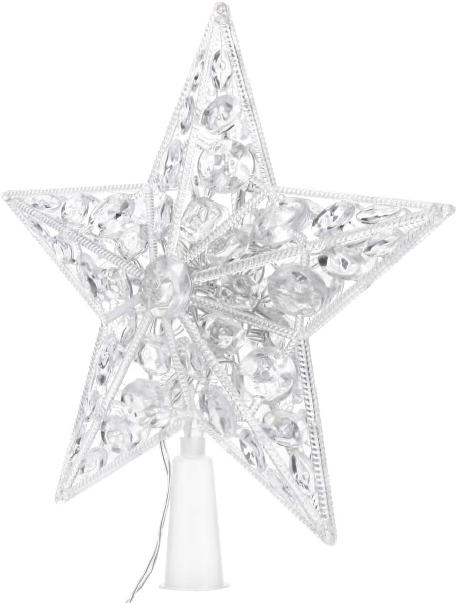FRCOLOR Light up Christmas Tree Toppers LED Tree Top Star Lighted