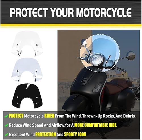 Miniatura 3 de Parabrisas Deportivo para Motos y Scooters, Protector de Pantalla de Viento para Vespa LX 150 125 50 LX125 LX150 LX50 GT200 GT 200 GTS250 GTS300 GTS