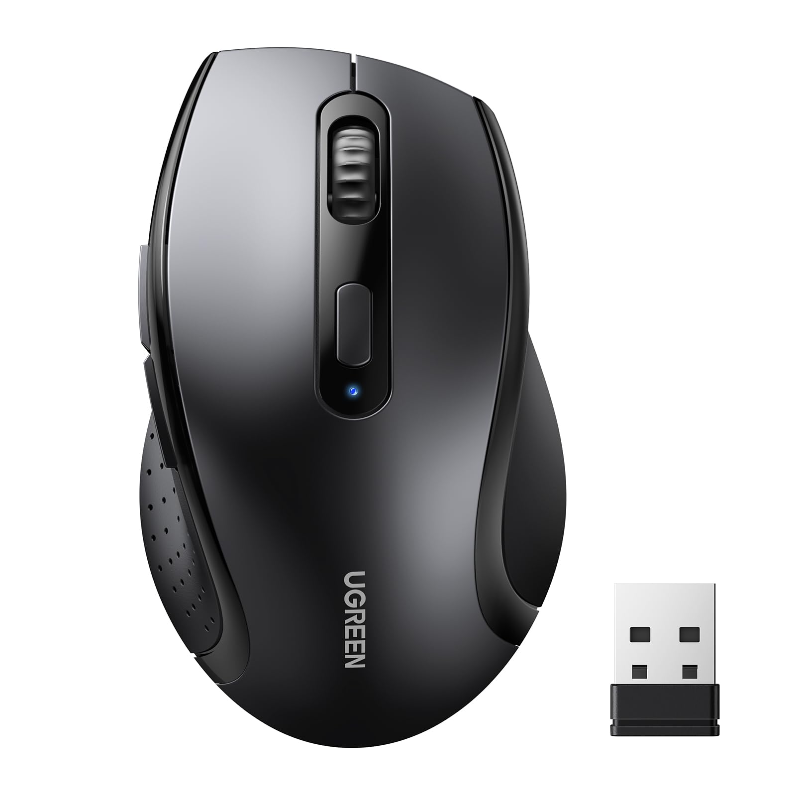 UGREEN Wireless Mouse Ergonomic, 2.4GHz Cordless Computer Mouse with 3-Level DPI (800/1200/1600), USB Silent Mice 6 Buttons for PC, Laptop, MacBook Pro/Air, Chromebook, Notebook, Full Size BlackUGREEN Wireless Mouse Ergonomic, 2.4GHz Cordle…