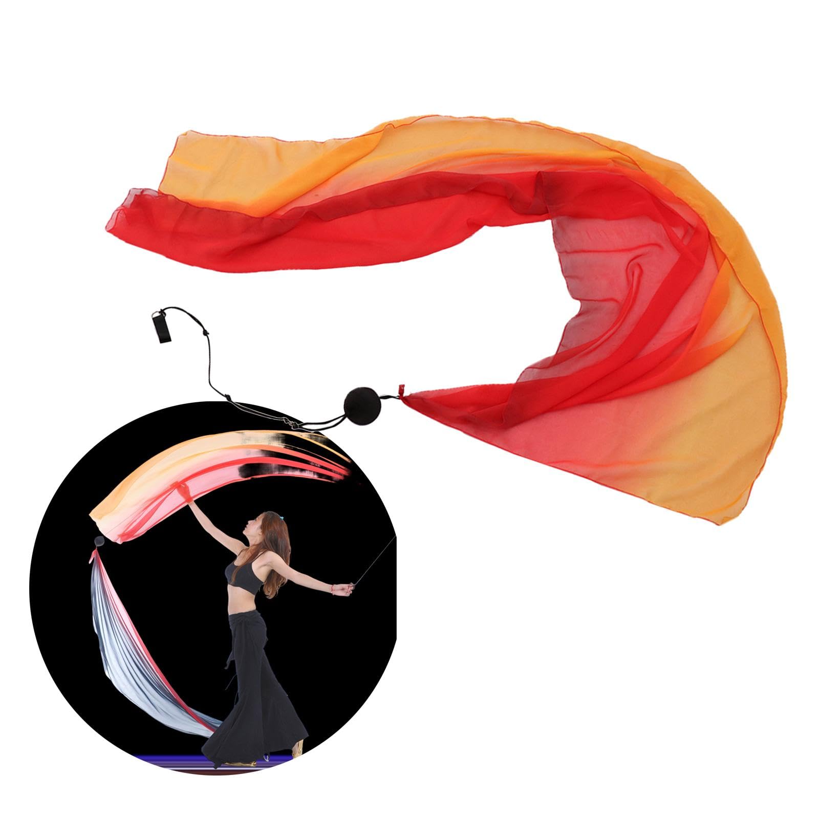 Qianly Dance Silk Streamer Poi Throw Ball Set Imitation Silk for Fancy Dress Holidays, Style B