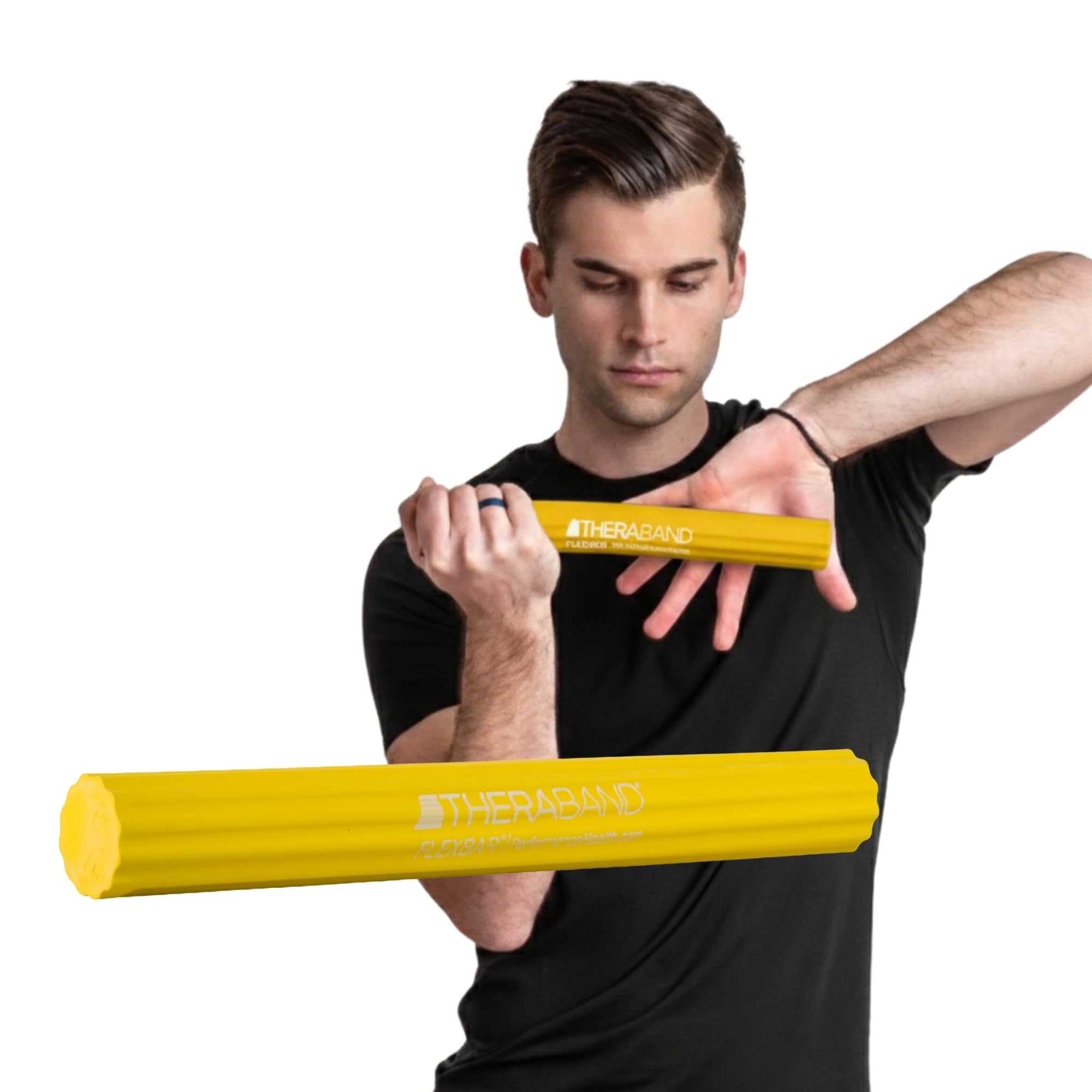 FlexBar, Tennis Elbow Therapy Bar, Relieve Tendonitis Pain & Improve Grip Strength, Resistance Bar for Golfers Elbow & Tendinitis, Yellow, Extra Light, Beginner