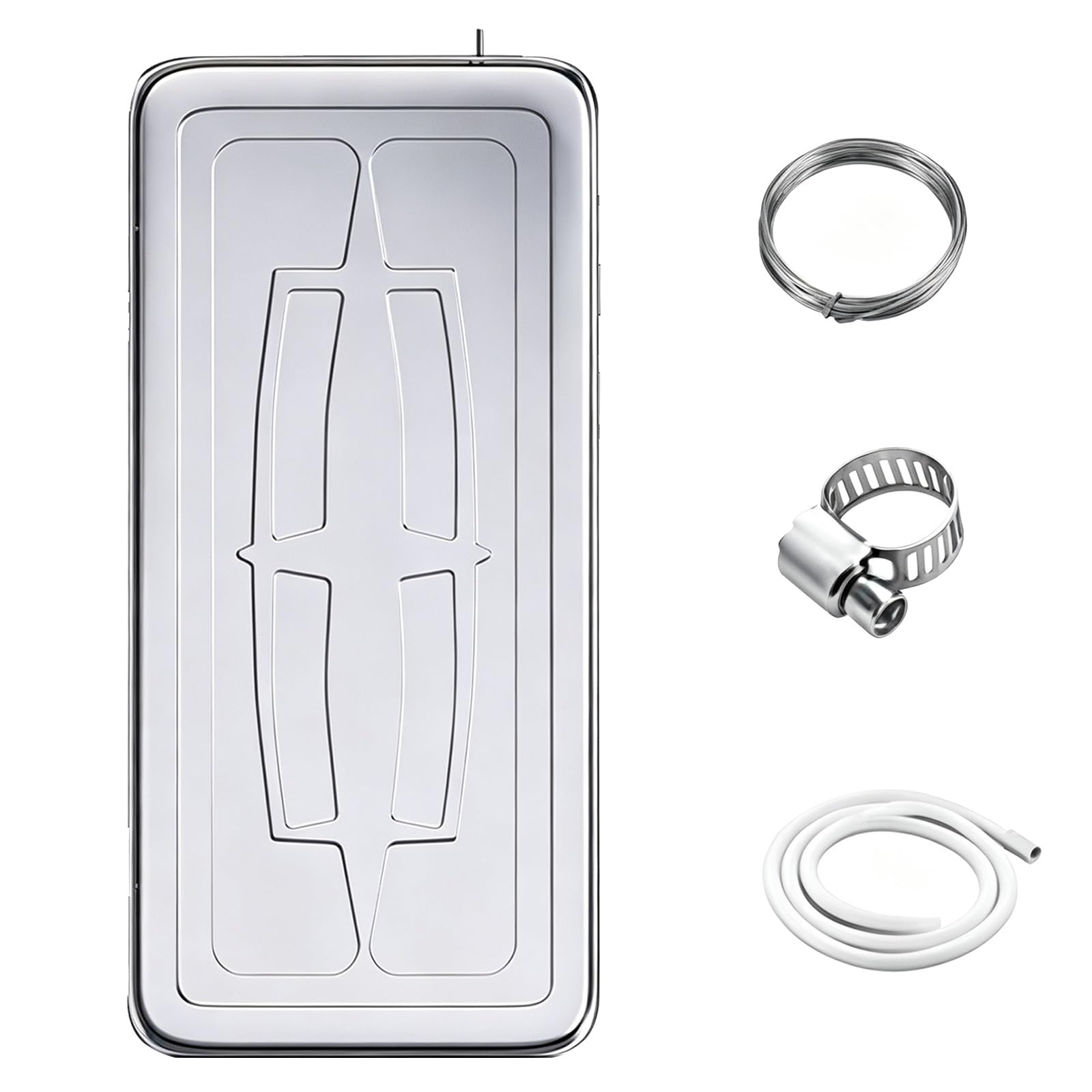 Vaschetta Raccolta Condensa in Acciaio Inox, Vassoio Raccogligocce con Tubo
