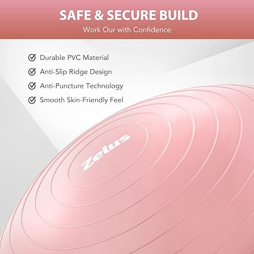 Miniatura 3 de ZELUS Entrenador de pelota de equilibrio con bandas de resistencia y bomba de pie, pelota de yoga inflable para entrenamientos de gimnasio en casa,