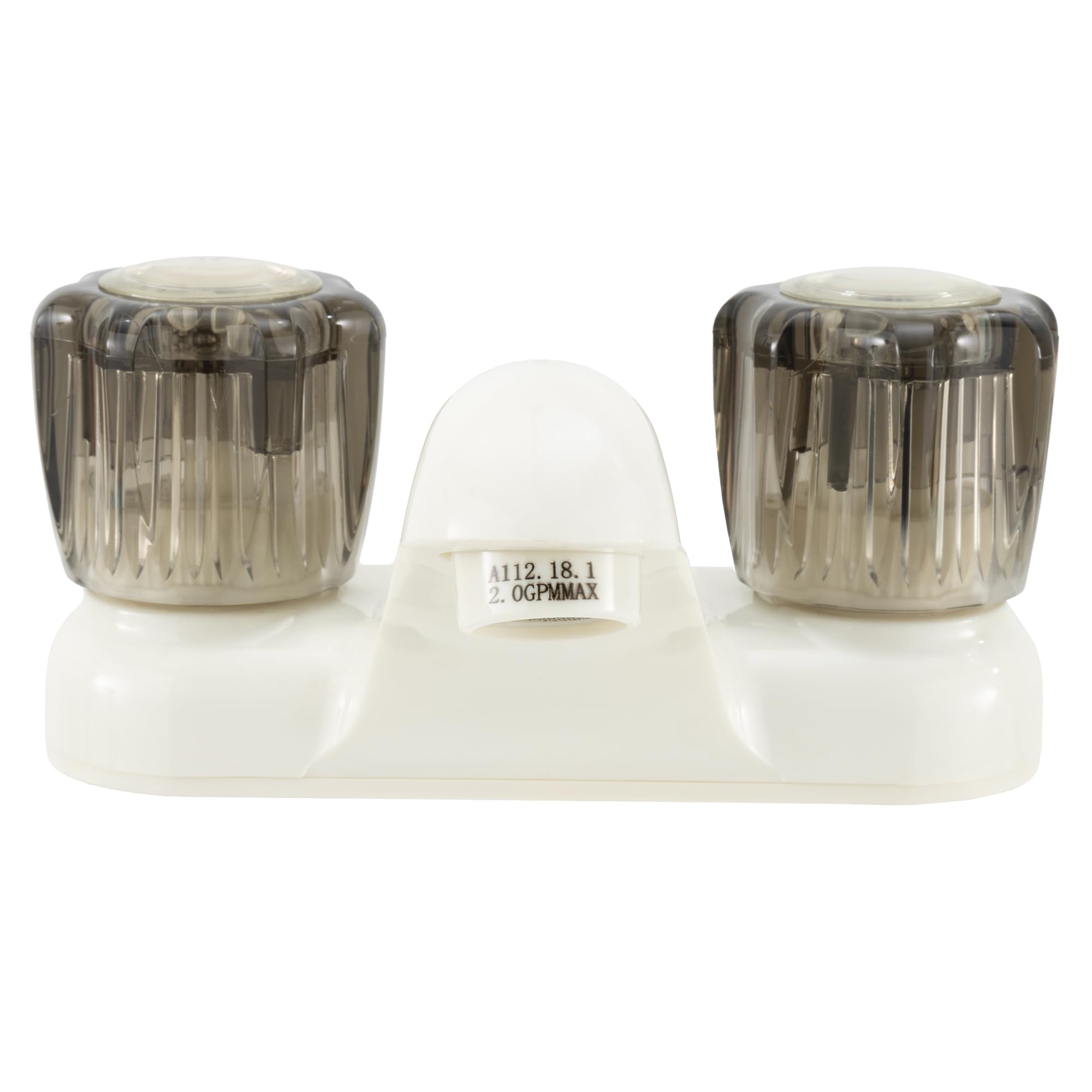Tough Grade Dual Handle Faucet White Finish with Smoke Acrylic Knobs Classic 2 Hole Mount Durable Lightweight Construction — view 2