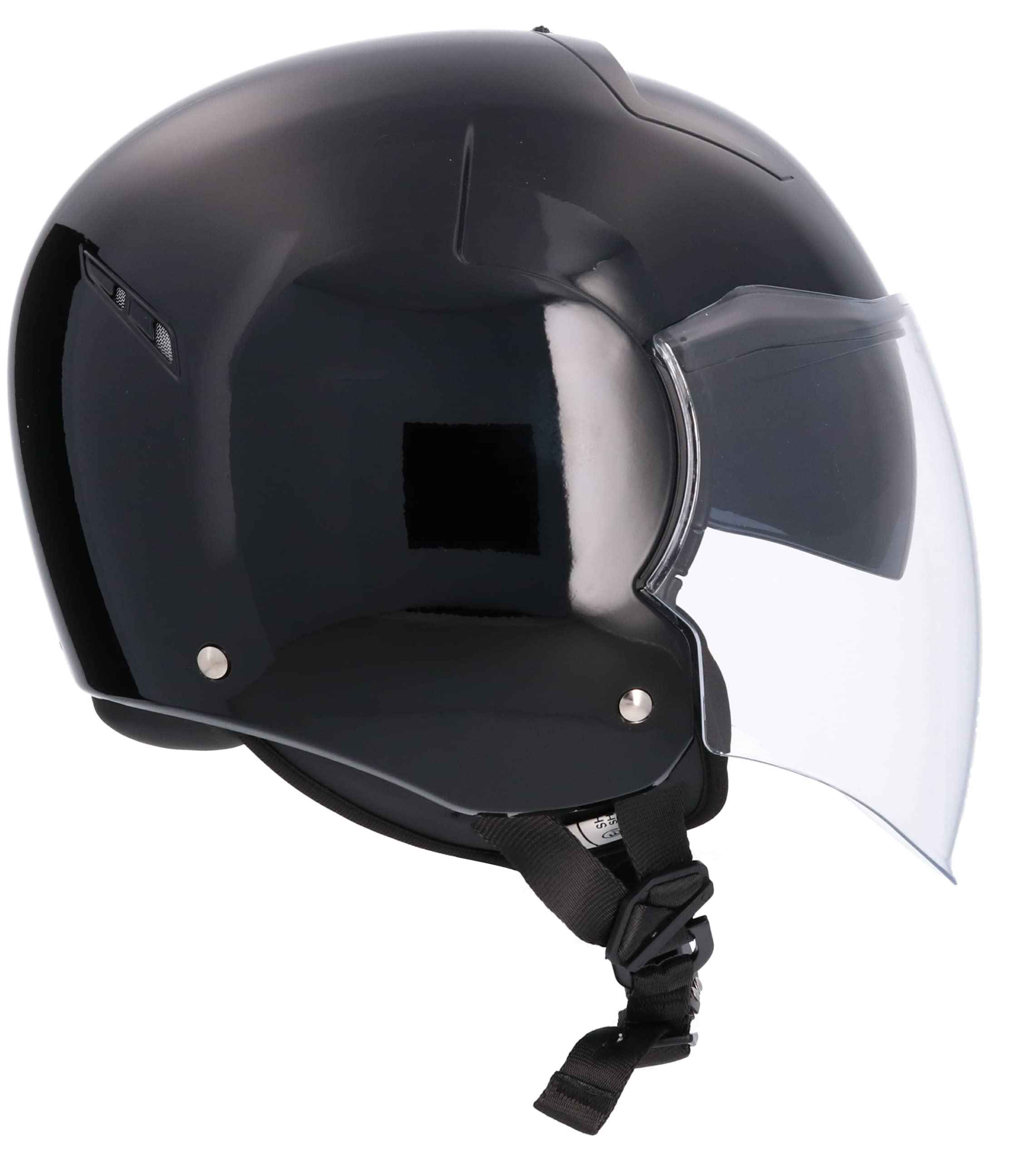 Casco Tokio SH-64 SV Monocolor HOMOLOGADO Unisex con Gafas DE Sol (Negro Brillo, XS)