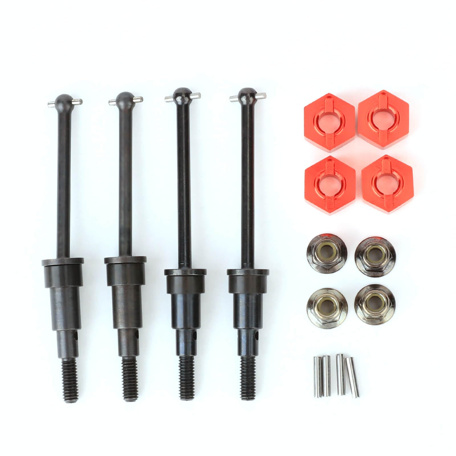 RCAWD 20Cr Steel CVD Drive Shaft Front Rear CVD Driveshaft Wheel Hex Wheel Nut for Arrma Mojave Grom Mega 380 Losi 1/12 NASCAR AWD RC Racecar Upgrade Parts